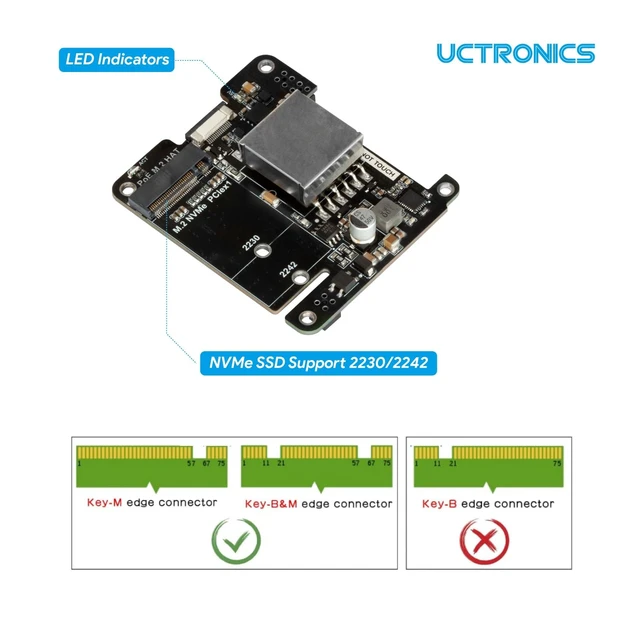 Alt view image 5 of 5 - UCTRONICS Front Removable 1U Rack Mount with PoE Functionality, 19" Raspberry Pi 5 NVMe Rack with PCIe M.2 NVMe (2230/2242), IEEE 802.3af/at PoE+