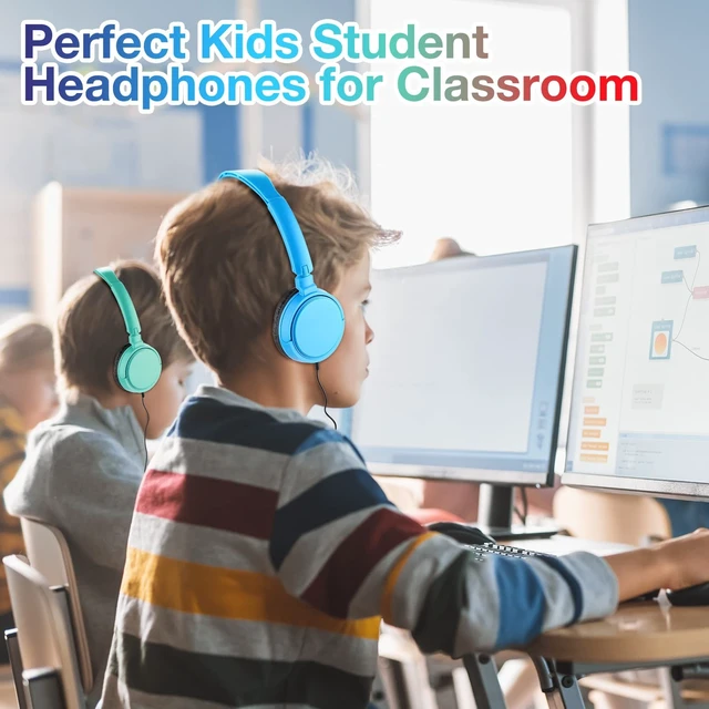 Alt view image 4 of 5 - Yunsailing 6 Pack Classroom Headphones Bulk, Wired Headphones,Multicolor