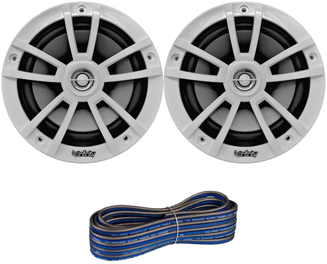 Main image of Infinity 6.5" Marine Speakers (Qty 2) 1 Pair of OEM Replacement Speakers w/Enrock 50ft Wire (White) 622MWB