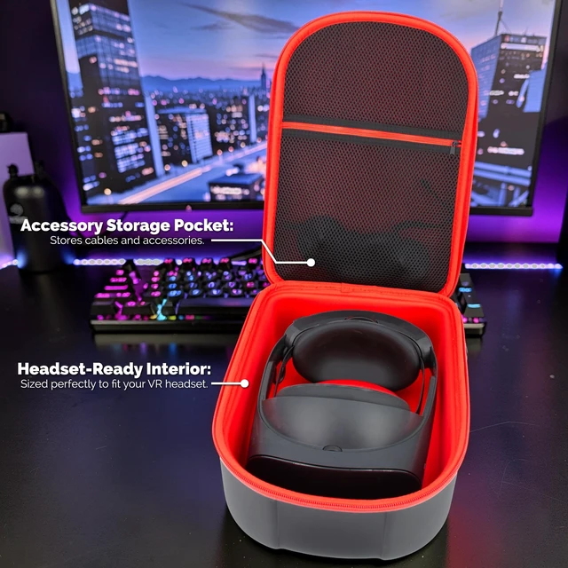 Alt view image 2 of 5 - CASEMATIX Hard Shell EVA Travel Case Compatible with HTC Vive Focus Vision VR Headset, Protective Carrying Case with Headset Holder Insert, Accessory Pocket, Shoulder Strap and Carry Handle