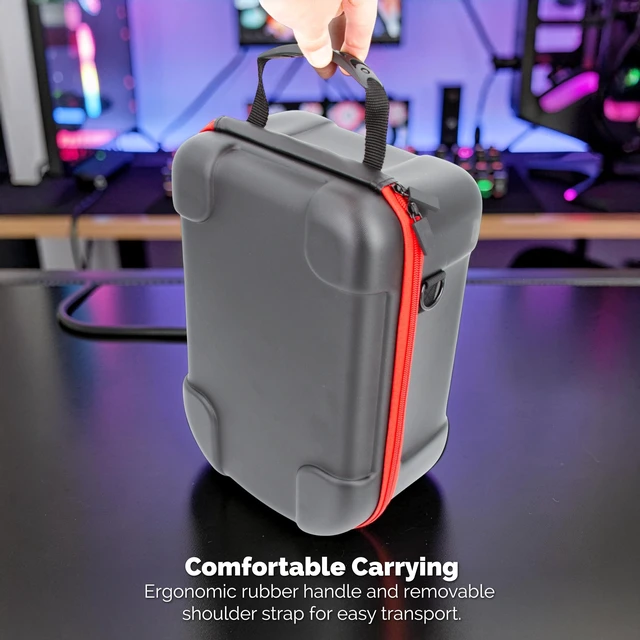 Alt view image 4 of 5 - CASEMATIX Hard Shell EVA Travel Case Compatible with HTC Vive Focus Vision VR Headset, Protective Carrying Case with Headset Holder Insert, Accessory Pocket, Shoulder Strap and Carry Handle