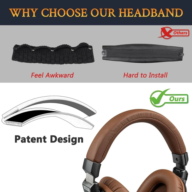 Alt view image 5 of 5 - SOULWIT Headband Cover for Audio Technica ATH MSR7, MSR7NC, MSR7BK, MSR7GM, DSR7BT (Do Not Fit MSR7b/MSR7bBK/MSR7bGM) Headphones, Replacement Headstrap Pad Repair Part - Coffee