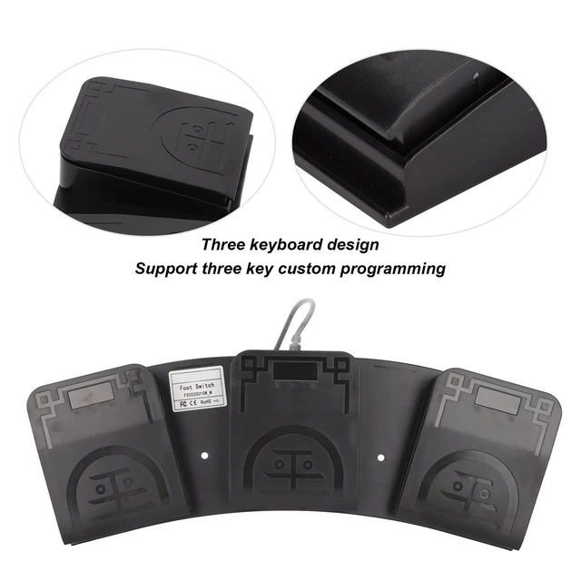 Alt view image 3 of 5 - Tangxi USB Triple Foot Pedal, 3 Keys Footswitch Programmable Computer Keyboard Mouse for Gaming Transcription