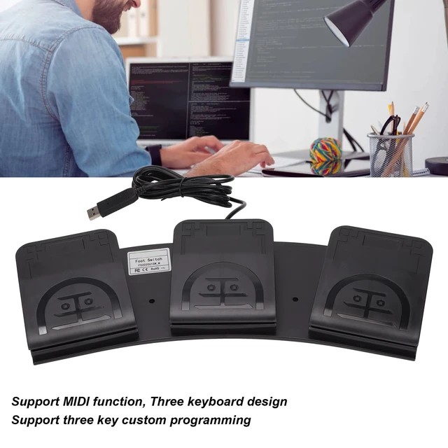 Alt view image 2 of 5 - Tangxi USB Triple Foot Pedal, 3 Keys Footswitch Programmable Computer Keyboard Mouse for Gaming Transcription