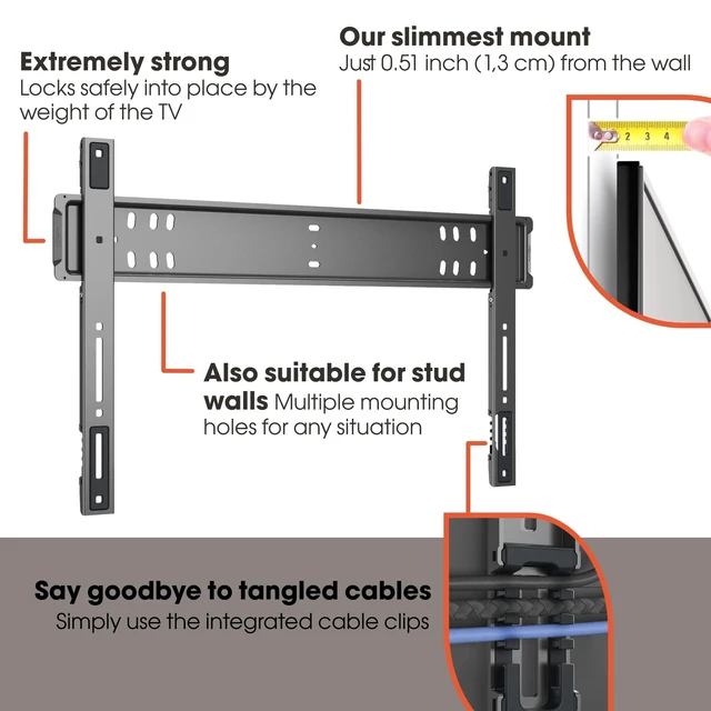 Alt view image 4 of 5 - Vogel's Elite TVM 5705 UltraSlim TV Wall Mount, 40-110'', Max 100 kg, VESA