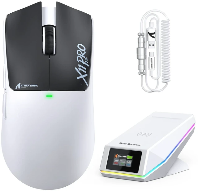 Main image of ATTACK SHARK X11PRO V2 Lightweight Wireless Gaming Mouse for PC,White Black