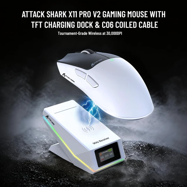 Alt view image 2 of 5 - ATTACK SHARK X11PRO V2 Lightweight Wireless Gaming Mouse for PC,White Black