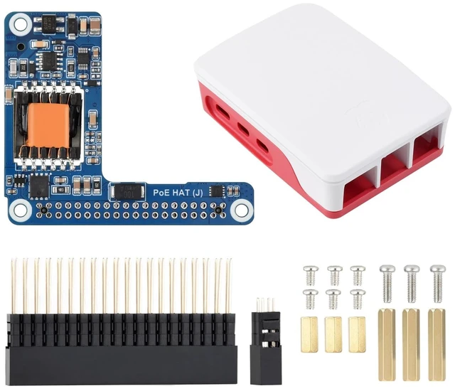Main image of Waveshare Power Over Ethernet HAT (J), Compatible with Raspberry Pi 5/CM 5, 5V/5A Output, Stable, Isolated Switched-Mode PS, Providing Network & Power Supply in One Cable, with Pi5 Official Case