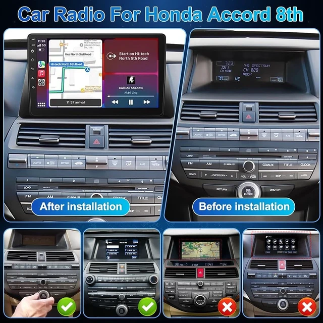 Alt view image 2 of 5 - 4G+64G Car Stereo for Honda Accord 8th 2008-2013 with Wireless Carplay & Android Auto, 10" Touchscreen Android 13 Double Din Car Radio Head Unit w/GPS Navi Bluetooth WiFi Mirror Link Backup Cam