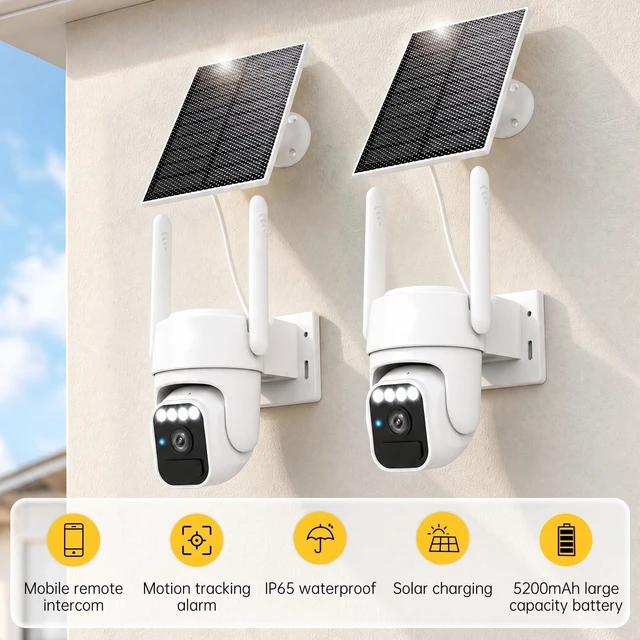 Alt view image 2 of 5 - WY-LINK 360 Solar Security Cameras Wireless Outdoor WiFi for Home 2 Packs