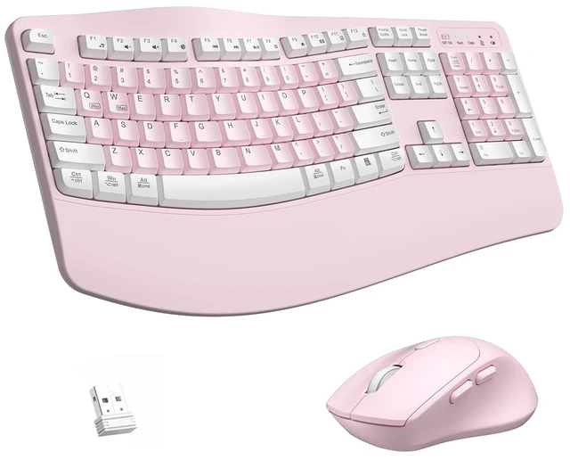 Main image of Wireless Keyboard and Mouse Combo,2.4G Ergonomic Wave Keys(Pink-A)