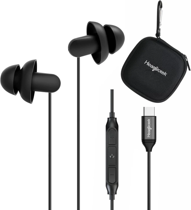 Main image of Hearprotek 2 Pairs Sleep Earphones, Type C Headphones with Microphone-Silicone Noise Reduction Earbuds Sleep Buds for Sleeping, Snoring, Relaxation