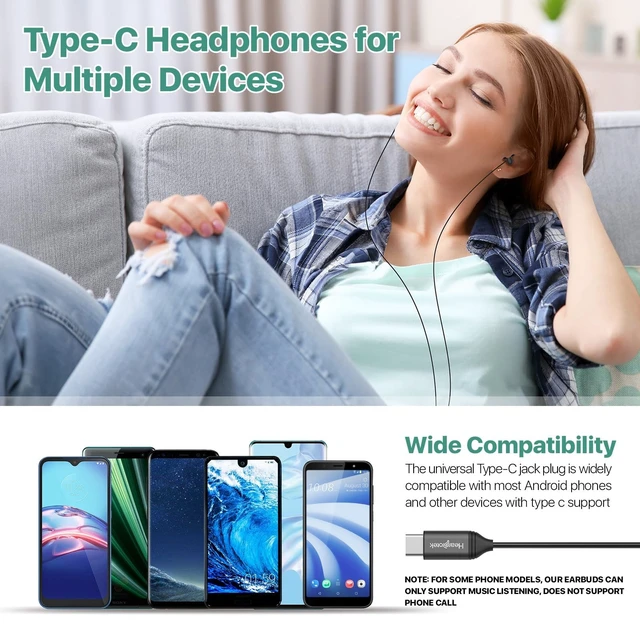 Alt view image 4 of 5 - Hearprotek 2 Pairs Sleep Earphones, Type C Headphones with Microphone-Silicone Noise Reduction Earbuds Sleep Buds for Sleeping, Snoring, Relaxation