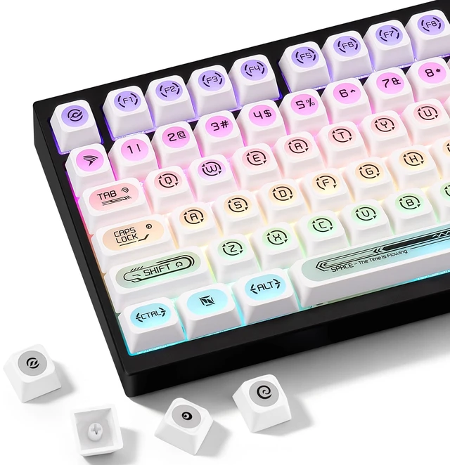 Main image of GEKUCAP White PBT Shine Through Cherry Profile Keycaps