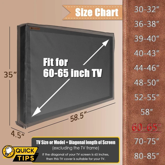 Alt view image 3 of 5 - IC ICLOVER 60-65 inch Outdoor TV Cover, Roll-up Front Flap with Soft Liner