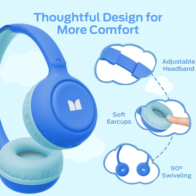 Alt view image 2 of 5 - Monster Cute SK100 Kids Bluetooth Headphones, 85/94dB Safe Volume Limited, 60 Hours Playtime, Bluetooth 6.0, On-Ear Toddler Headsets with Built-in Mic, Lightweight Wireless Headphones for Kids,