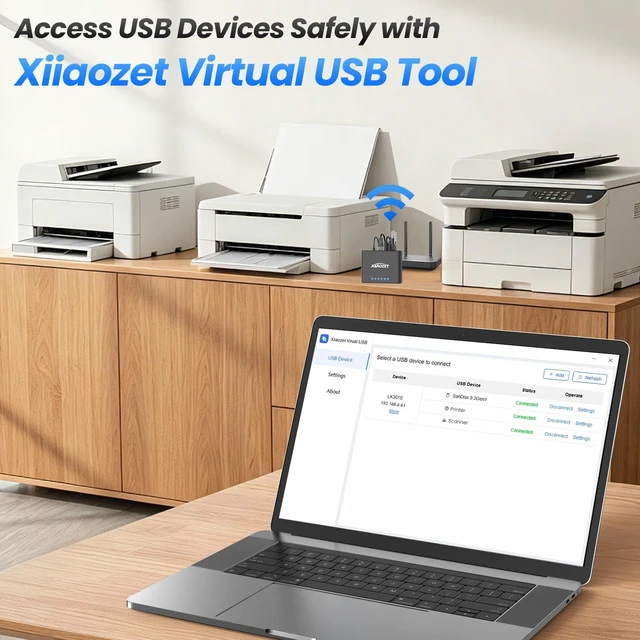 Alt view image 5 of 5 - Xiiaozet LK301E Gigabit USB3.0 Device Server, 3-Port USB Hub