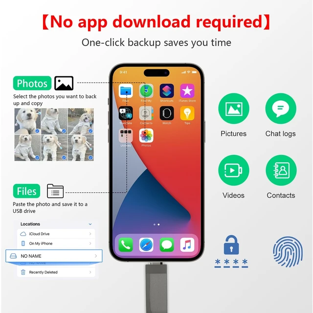 Alt view image 3 of 5 - 512GB Photo Stick for Smartphones, 4in1 Functionality, Directly Transfer Photos to USB Drive, Supports Storage of Photos/Videos/Various Files, Compatible with iPhone/iPad/Android/PC and More.