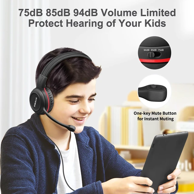 Alt view image 4 of 5 - SIMOLIO-USB-C Wired-Kids-Headphones for-School with Boom-Mic & Volume Limit
