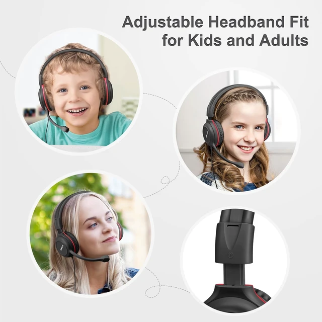 Alt view image 5 of 5 - SIMOLIO-USB-C Wired-Kids-Headphones for-School with Boom-Mic & Volume Limit
