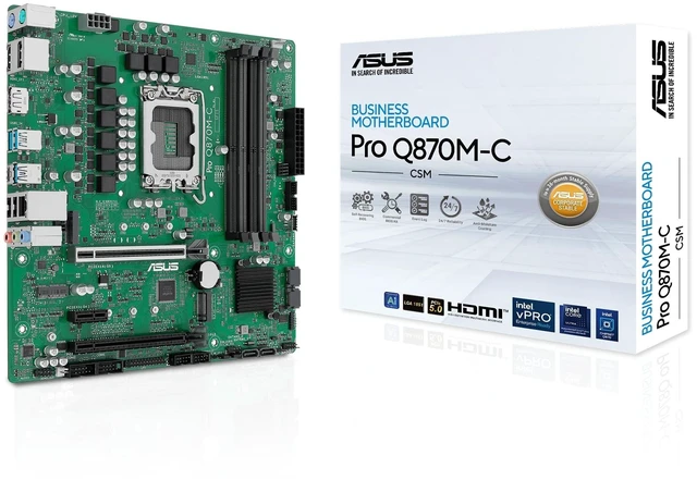 Main image of ASUS Pro Q870M-C-CSM Micro-ATX mATX Q870 Business Motherboard with Intel Core Ultra Processors (Series 2) & Intel vPro Support and Enhanced Security, Reliability and Manageability