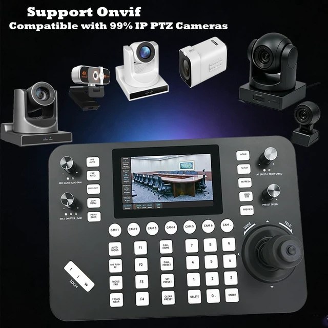 Alt view image 4 of 5 - Meeasier Super NDI PTZ Camera Controller Keyboard, 4D Joystick, 5" HD Real-Time Touch Screen, 4K@60fps Decoding, RS232, RS485, VISCA Pelco-D/P, PoE IP Controllers for Church Event Live Streaming