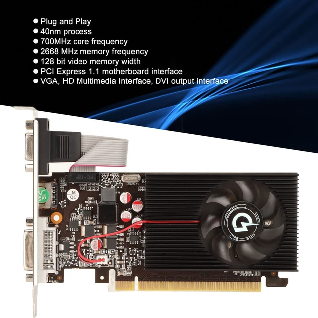 Alt view image 3 of 5 - Zunate 2022 GT730 4G Gaming Graphics Card for Desktop, 700MHz 2668MHz 128bit Computer Graphics Card with VGA DVI, Single Fan, PCI Express 1.1