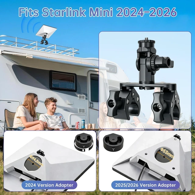 Alt view image 4 of 5 - Starlink Mini Mount Dual-Clamp Pole Mount Kit Aluminum Nylon RV