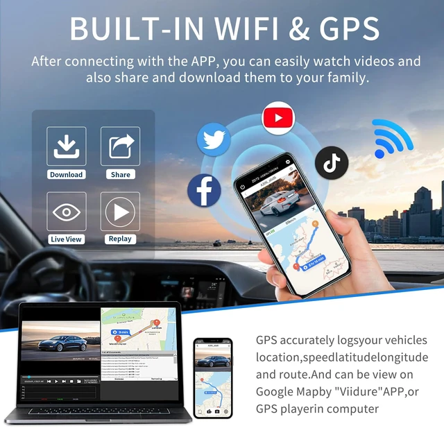 Alt view image 3 of 5 - 11 Rear View Mirror Dash Cam,Touch Screen, CarPlay Rearview Mirror& Android Auto, APP, WiFi, FM,3 Ways Dash Cam for Cars,Bluetooth, Easy Installation,GPS,G-Sensor,Included 64GB Card