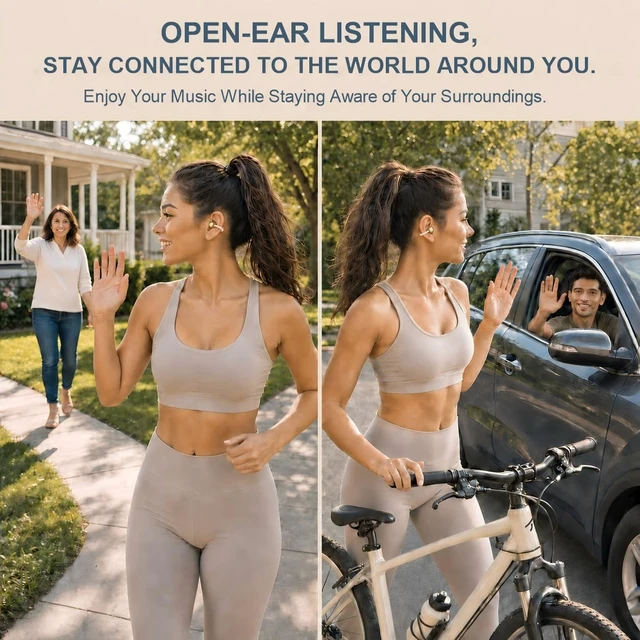 Alt view image 2 of 5 - SHCHY Clip-On Earbuds, Open-Ear Wireless Bluetooth 6.0, Lightweight Comfort