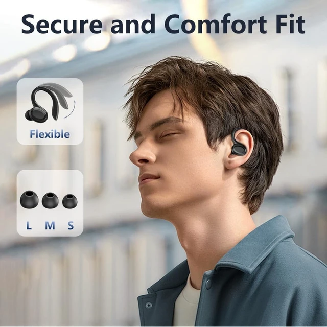 Alt view image 4 of 5 - CGWSHZGD Bluetooth 5.4 Wireless Earbuds, 42H Playtime with LED Digital Display, Open Ear Hooks with Secure Fit, HiFi Sound, ENC Mic, Touch Control, IPX7 Waterproof for Sports & Workouts