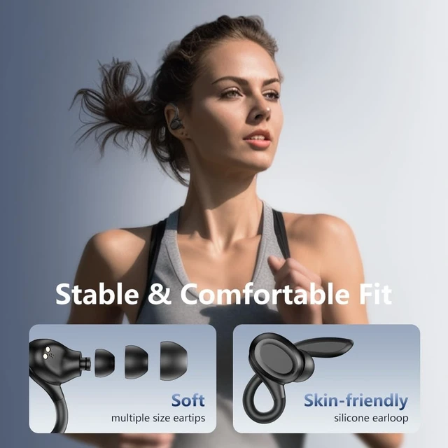 Alt view image 3 of 5 - CGWSHZGD Bluetooth 5.4 Wireless Earbuds, 42H Playtime with LED Digital Display, Open Ear Hooks with Secure Fit, HiFi Sound, ENC Mic, Touch Control, IPX7 Waterproof for Sports & Workouts