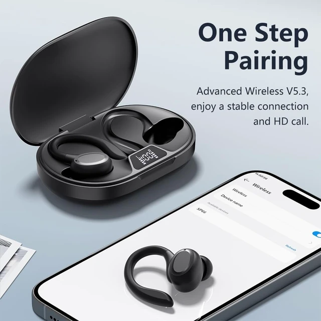Alt view image 5 of 5 - CGWSHZGD Bluetooth 5.4 Wireless Earbuds, 42H Playtime with LED Digital Display, Open Ear Hooks with Secure Fit, HiFi Sound, ENC Mic, Touch Control, IPX7 Waterproof for Sports & Workouts