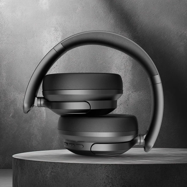Alt view image 5 of 5 - TRON Hybrid Active Noise Cancelling Wireless Headphones, Over-Ear Bluetooth Headphones with Spatial Audio, 60H Battery Life, Transparency Mode, Foldable Design, Travel Case Included (TR110)/Bla