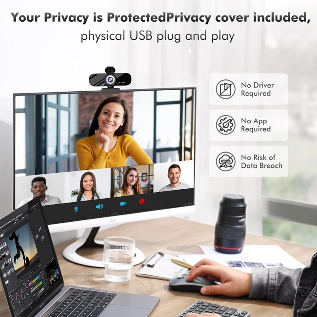 Alt view image 2 of 5 - RichEast HD Pro PC Webcam, Full HD 1080p/30fps Video, Clear Audio, 120 FOV, Light Correction, Works with Microsoft Teams, Google Meet, Zoom, Mac/Laptop