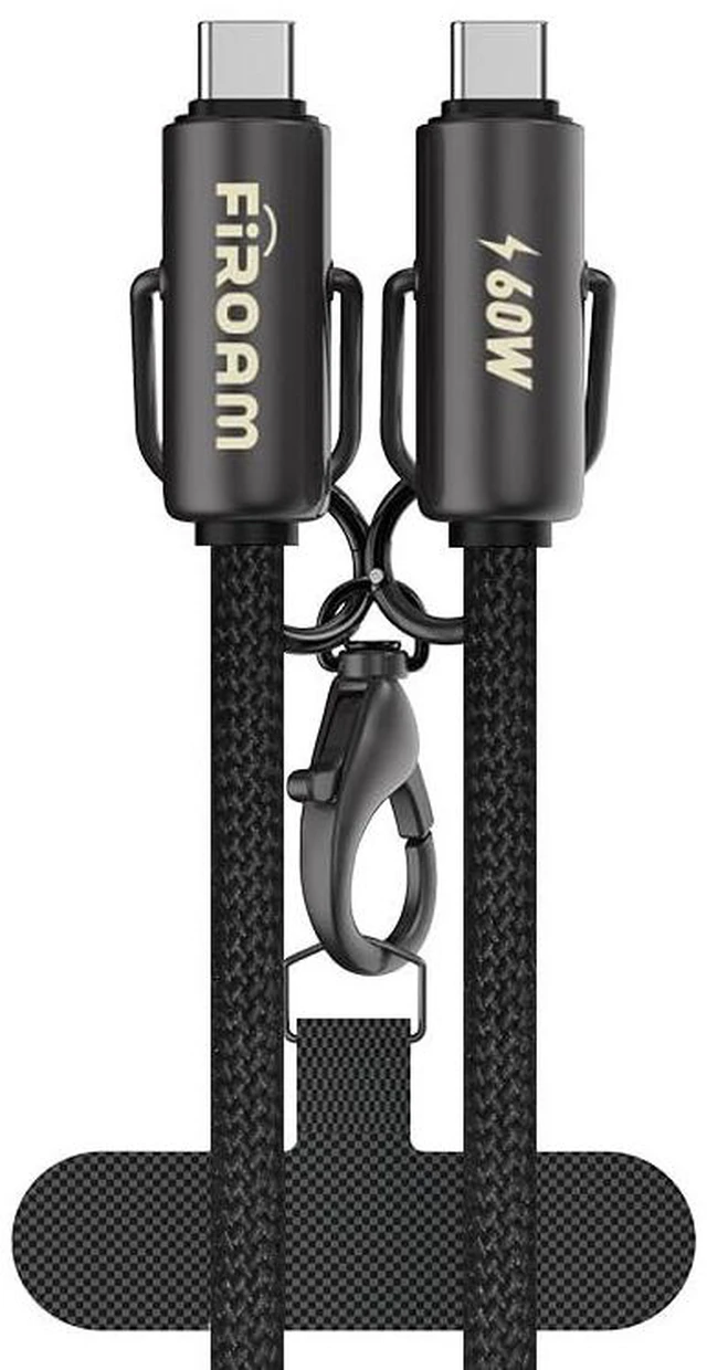 Main image of FiRoam USB-C Cable, 60W Fast Charging, 3.93ft Braided Nylon, Data Transfer 480Mbps (Dual Black Pack)