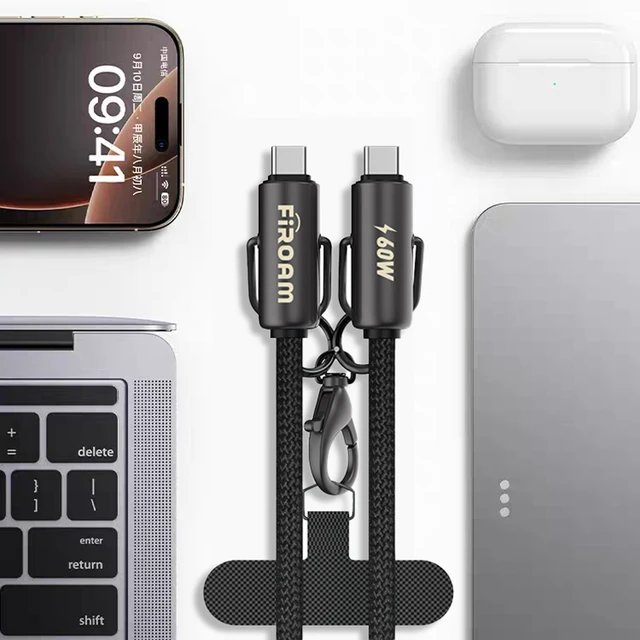 Alt view image 4 of 5 - FiRoam USB-C Cable, 60W Fast Charging, 3.93ft Braided Nylon, Data Transfer 480Mbps (Dual Black Pack)
