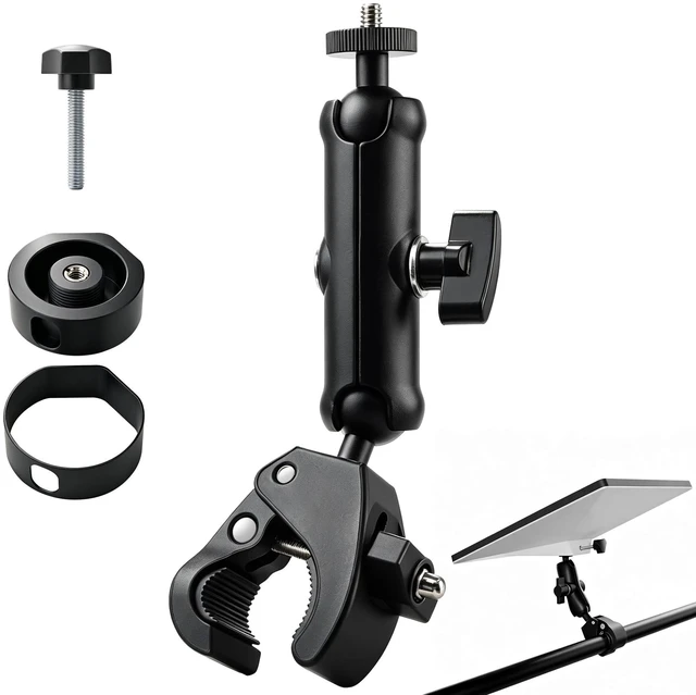 Main image of 2-in-1 Clamp Mount Adapter Compatible with Starlink Mini 2026/2025 Flat Mount and 2024 Pipe Adapter, 1/4"-20 and 3/8"-16 Threads for RV, Pole, Yacht, Camper and Guardrail