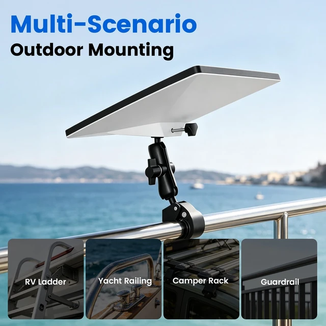 Alt view image 3 of 5 - 2-in-1 Clamp Mount Adapter Compatible with Starlink Mini 2026/2025 Flat Mount and 2024 Pipe Adapter, 1/4"-20 and 3/8"-16 Threads for RV, Pole, Yacht, Camper and Guardrail