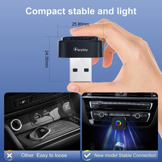 Alt view image 4 of 5 - CarPlay car adapter, which provides stable, fast and delay-free data transmission, is small and beautiful, can be matched at will, and is compatible with iPhone and Android mobile phone systems.