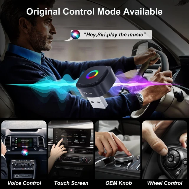 Alt view image 5 of 5 - CarPlay car adapter, which provides stable, fast and delay-free data transmission, is small and beautiful, can be matched at will, and is compatible with iPhone and Android mobile phone systems.