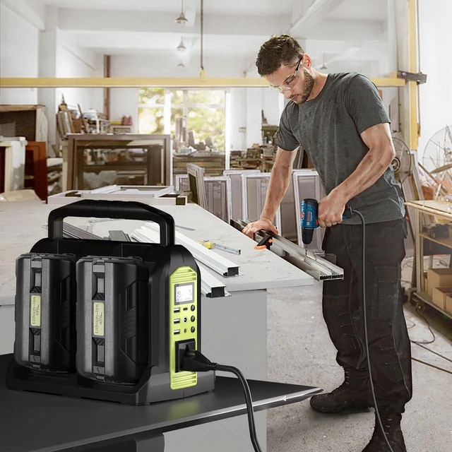 Alt view image 3 of 5 - 350W Power Inverter for Ryobi 40V Li-ion Battery, OP401 4-Port 40V to 120V Pure Sine Wave Inverter with LED Light, 3 USB-A Port, 1 USB-C Port, 1 DC Port, Power Station for Camping Emergency(Tool Only)