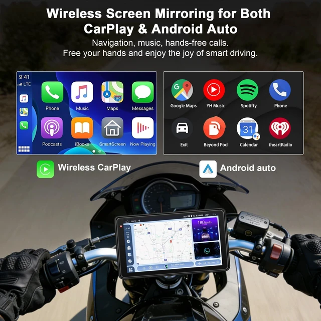 Alt view image 3 of 5 - MORVISAC 5" Motorcycle CarPlay & Android Auto Touchscreen