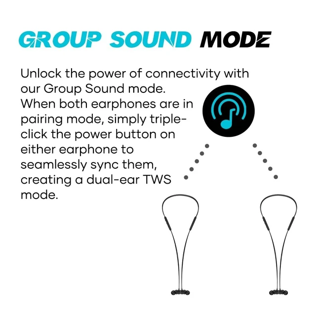 Alt view image 4 of 5 - WAVEFUN Neckband Bluetooth Headphones, Flex Pro Wireless Earbuds Deep Bass in-Ear Wireless Headphones Neckband with Gaming Mode,Clean Calls,Quick Charging 12Hours Playtime,Group Sound Mo