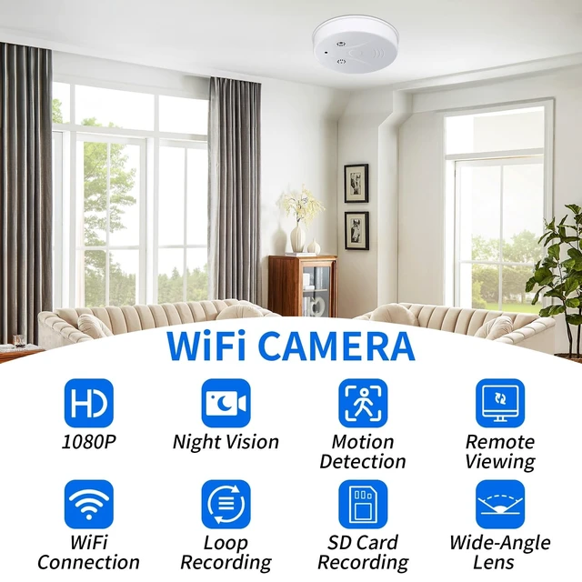 Alt view image 2 of 5 - Indoor Security Camera Wireless HD 1080P Video Smoke Detector Hidden Camera