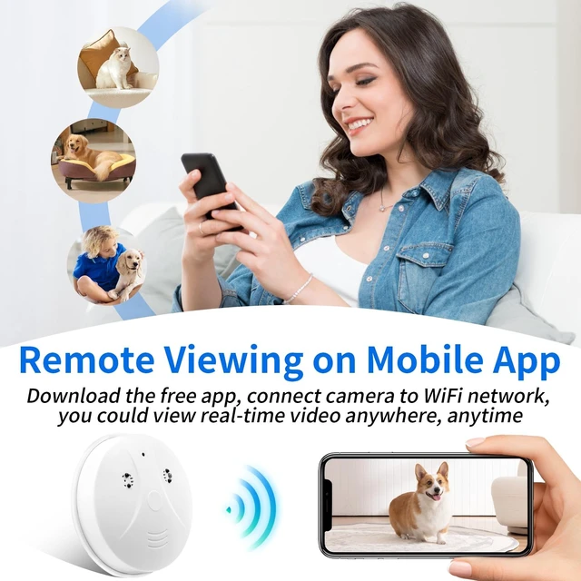 Alt view image 3 of 5 - Indoor Security Camera Wireless HD 1080P Video Smoke Detector Hidden Camera