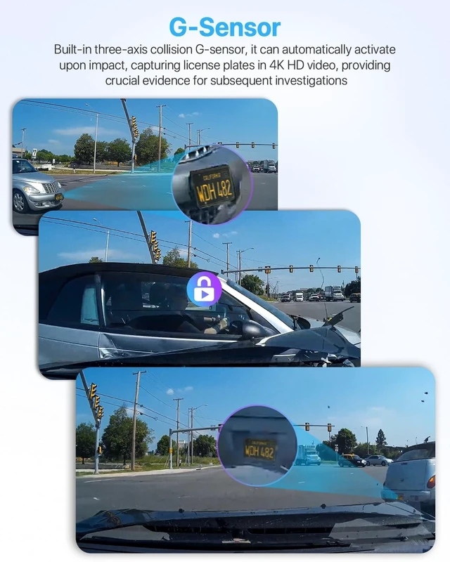 Alt view image 5 of 5 - Dash Cam, 360 Front and Rear Inside, 4K/2.5K UHD Camera for Cars, Night Vision, Built-in 5G WiFi & GPS, G-Sensor, 185 Wide Angle, HDR, Parking Mode, Support 512GB Max