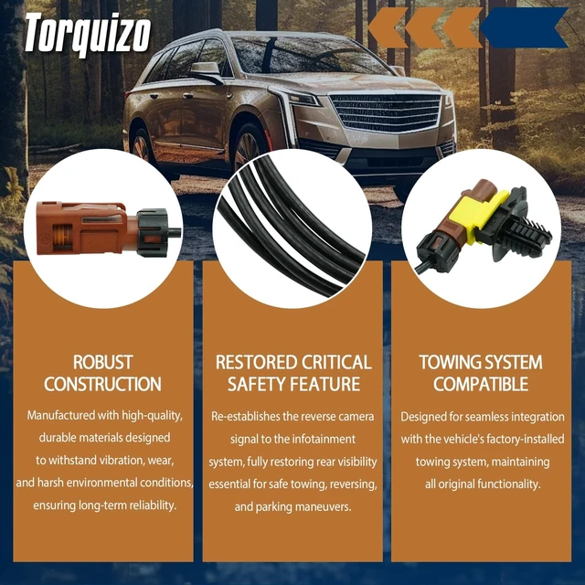 Alt view image 4 of 5 - Torquizo Reverse Camera Cable Harness Assembly Compatible with 2017-2022 Ford F-250/F-350 Super Duty Equipped with Towing System Replaces OE HC3Z-14D202-M