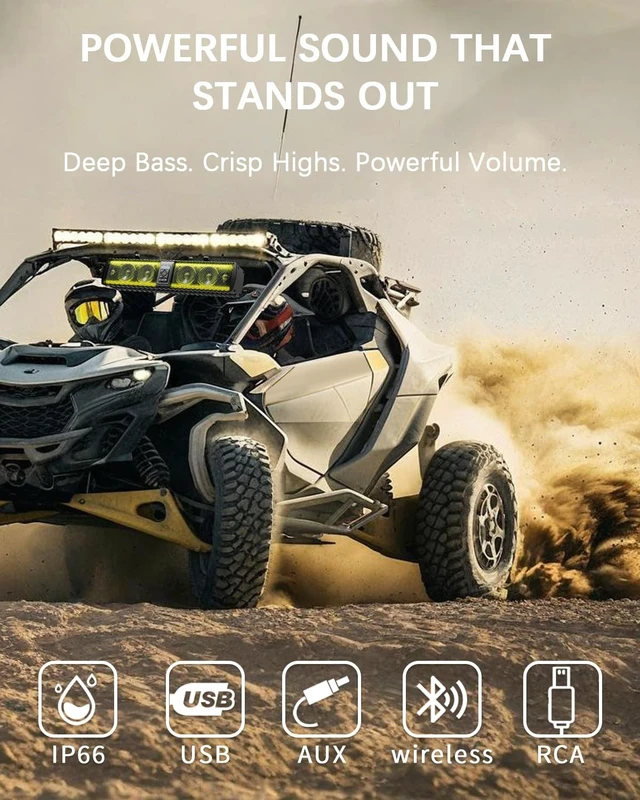 Alt view image 2 of 5 - KORBROS UTV Sound Bar Bluetooth Waterproof Golf Cart Speaker for ATV, Boat