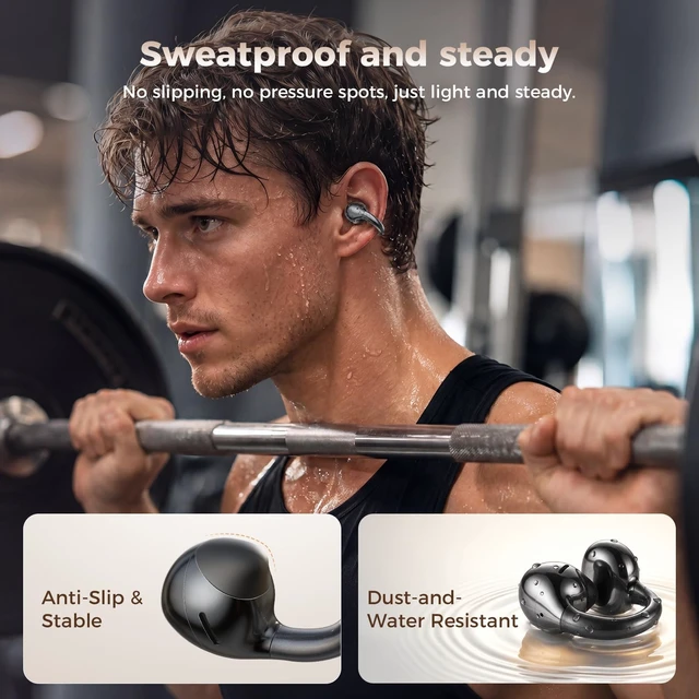 Alt view image 3 of 5 - SUPERONE Open Ear Clip-On Earbuds with Air Cushion & Digital LED Display